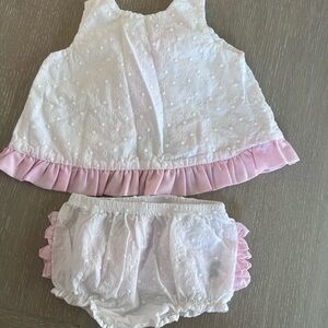 Baby White and Pink Eyelet Dress Set